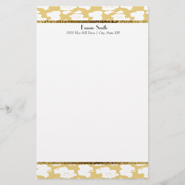 Mustard Yellow Gold White Personalised Stationery (Front)