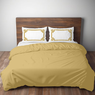 Mustard Yellow Greek Key Border Standard Pillowcase