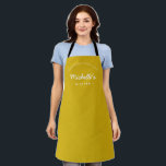 Mustard Yellow Homemade with Love Your Kitchen Apron<br><div class="desc">Let's get baking. Customise the Name on this personalised apron. Seen here in mustard yellow (see other colour options). Stylish typography style treatment. Encourage the sweet baker in your life with a special gift. Perfect for baking those holiday Christmas cookies. Featuring the words "Homemade with love" for a unique kitchen...</div>