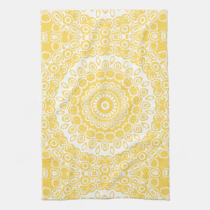 Mustard Yellow Mandala Pattern Tea Towel