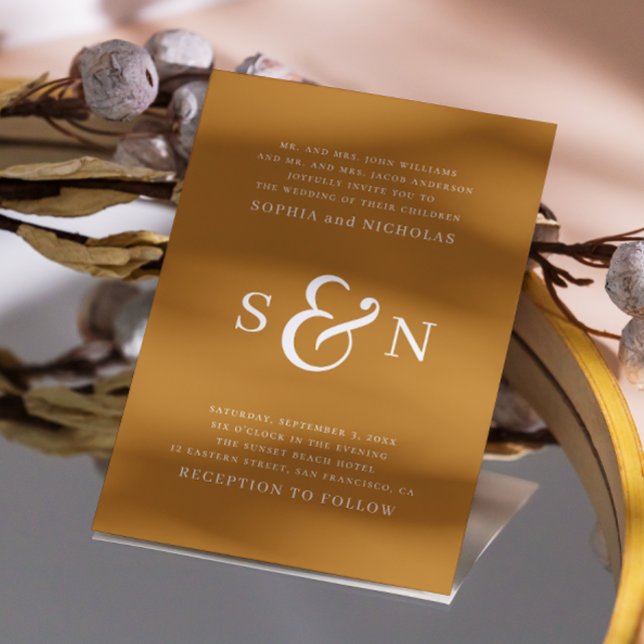 Mustard Yellow Minimalist Wedding - Typography Invitation (Creator Uploaded)