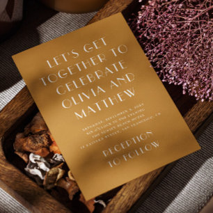 Mustard yellow modern simple minimalist wedding invitation