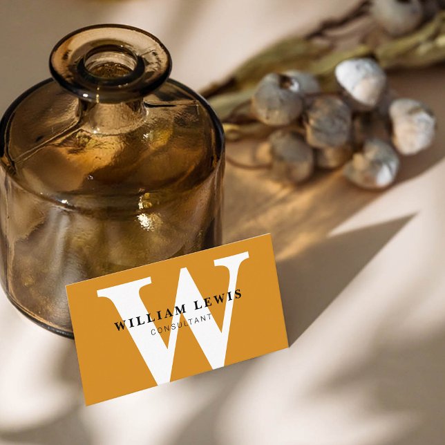 Mustard Yellow Monogrammed Modern Minimalist  Business Card (Creator Uploaded)