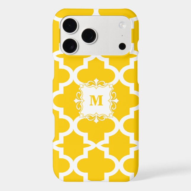 Mustard Yellow Moroccan Tile Personalised iPhone (Back)