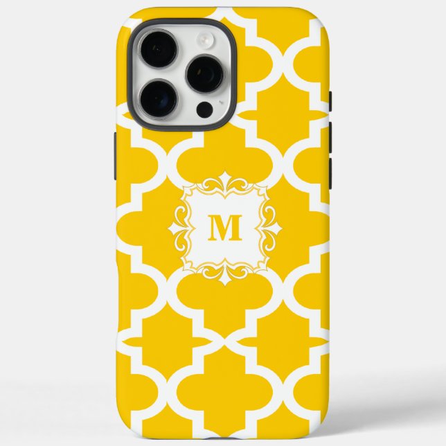 Mustard Yellow Moroccan Tile Personalised iPhone Case-Mate iPhone Case (Back)