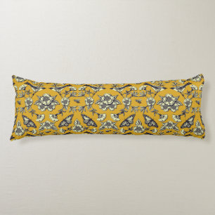Mustard Yellow & Navy Birds, Butterflies & Flowers Body Cushion