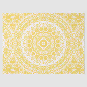 Mustard Yellow on White Mandala Kaleidoscope Tissue Paper