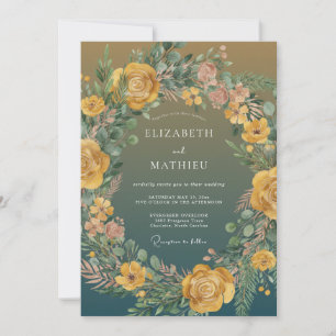Mustard Yellow Organic Woodland Wedding Invitation