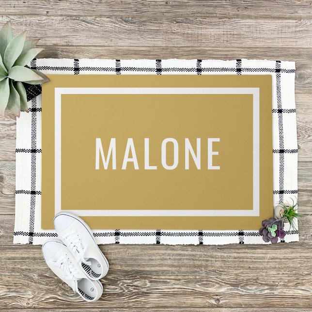 Mustard Yellow Personalised Family Name Doormat (Creator Uploaded)