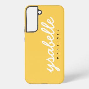Mustard Yellow Simple Bold Script Name Samsung Galaxy Case