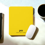 Mustard Yellow Simple Minimal Monogram and Name Mouse Pad<br><div class="desc">Simple, sleek and colourful, this professional mouse pad design in bold mustard yellow with black text has modern typography spelling out your monogram initials in lower case type face. Below your monogram is your name in all caps in a smaller font size for a professional modern look. Compliment your branding...</div>