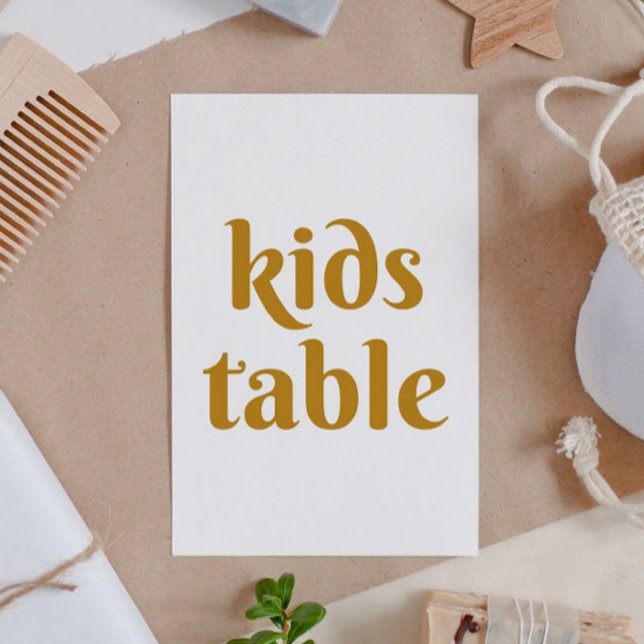Mustard yellow simple minimalist wedding kids table number (Creator Uploaded)