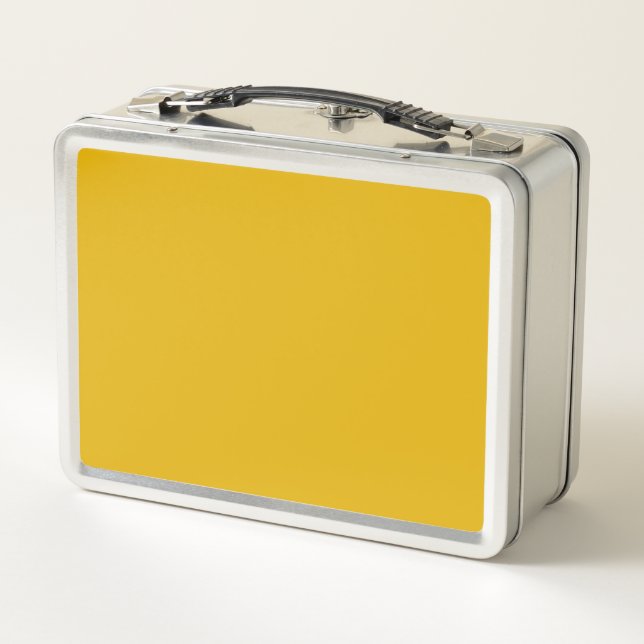 Mustard Yellow Solid Colour Metal Lunch Box (Back)