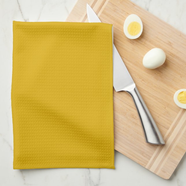 Mustard Yellow Solid Colour Tea Towel (Quarter Fold)