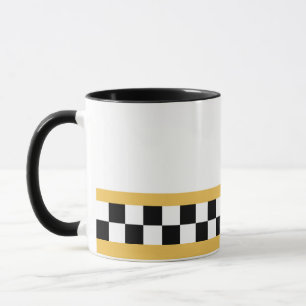 mustard yellow striped checkers mug