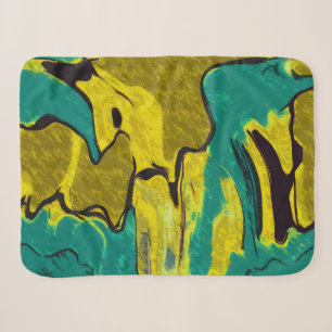 Mustard Yellow Teal Abstract Sherpa Blanket