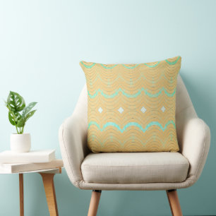 Mustard Yellow & Turquoise Green Double Face Cushion