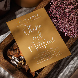 Mustard yellow typography script wedding + QR Invitation