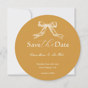 Mustard Yellow Vintage Ornate Frame Wedding Round Save The Date