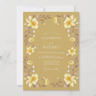 Mustard Yellow Vintage Spring Wedding Invitation