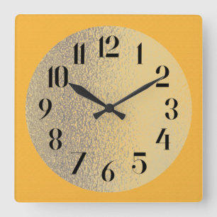 Mustard Yellow w/ Translucent Gold Centre Square Wall Clock