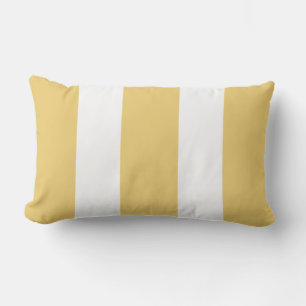 Mustard Yellow White Cabana Stripes Outdoor Lumbar Cushion