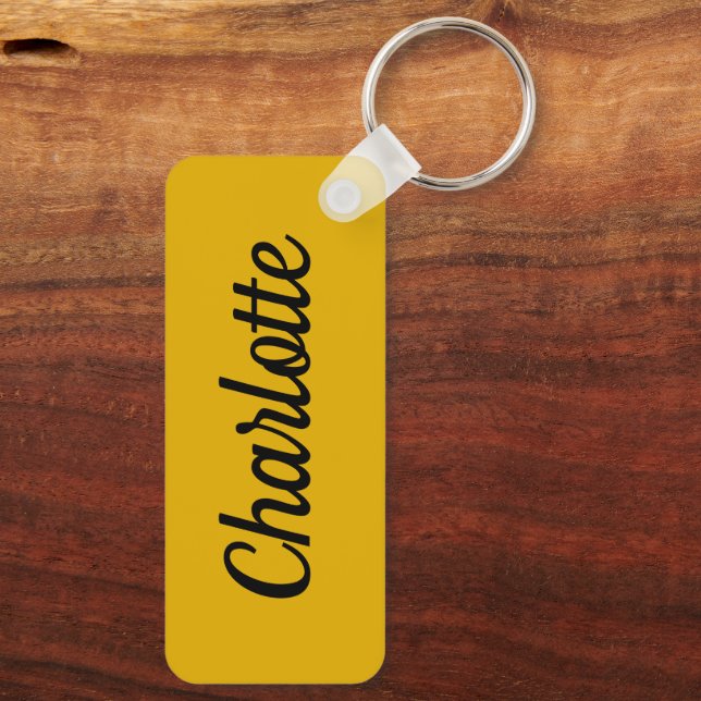 Mustard Yellow  & White Custom Name Key Ring (Back)