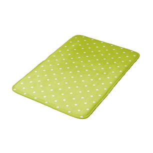 Mustard yellow white polka dots pattern Bath Mat