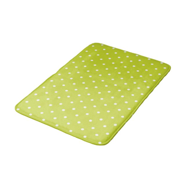 Mustard yellow white polka dots pattern  Bath Mat (Angled)