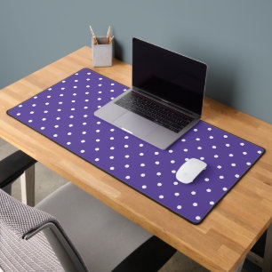 Mustard yellow white polka dots pattern Desk Mat