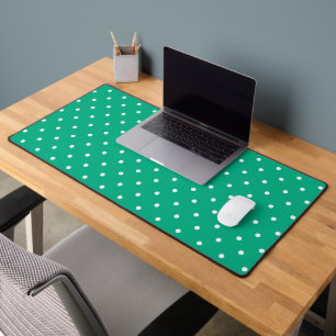 Mustard yellow white polka dots pattern Desk Mat