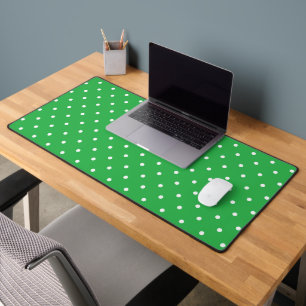 Mustard yellow white polka dots pattern Desk Mat