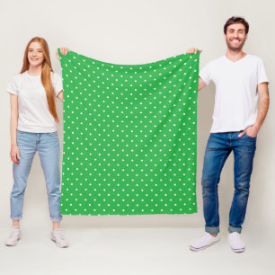 Mustard yellow white polka dots pattern Fleece B Blanket