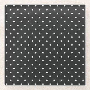 Mustard yellow white polka dots pattern Glass Co Coaster