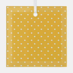 Mustard yellow white polka dots pattern Glass Or Tree Decoration