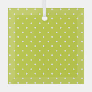 Mustard yellow white polka dots pattern  Glass Or Tree Decoration