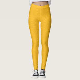 Mustard yellow white polka dots pattern  Leggings