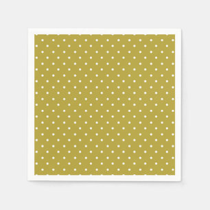 Mustard yellow white polka dots pattern Napkin
