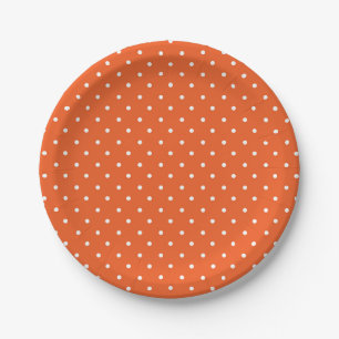Mustard yellow white polka dots pattern Paper Pl Plate