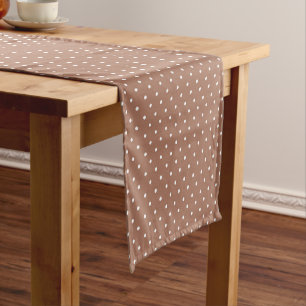 Mustard yellow white polka dots pattern Short Ta Table Runner