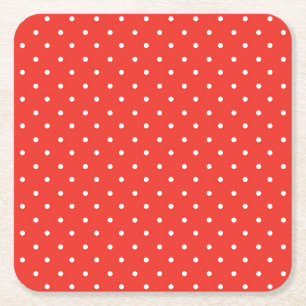 Mustard yellow white polka dots pattern Square P Paper Coaster