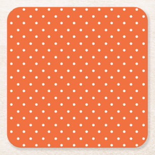 Mustard yellow white polka dots pattern  Square P Paper Coaster