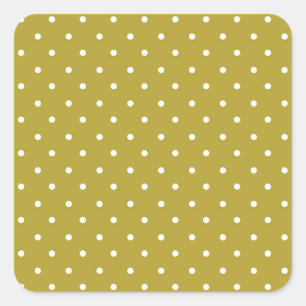 Mustard yellow white polka dots pattern Square Sticker