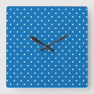 Mustard yellow white polka dots pattern Square W Wall Clock