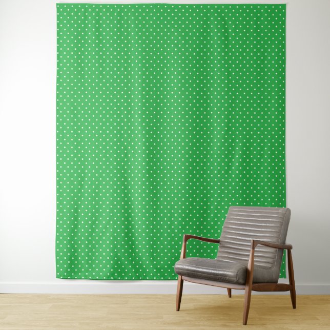 Mustard yellow white polka dots pattern  Tapestry (In Situ)
