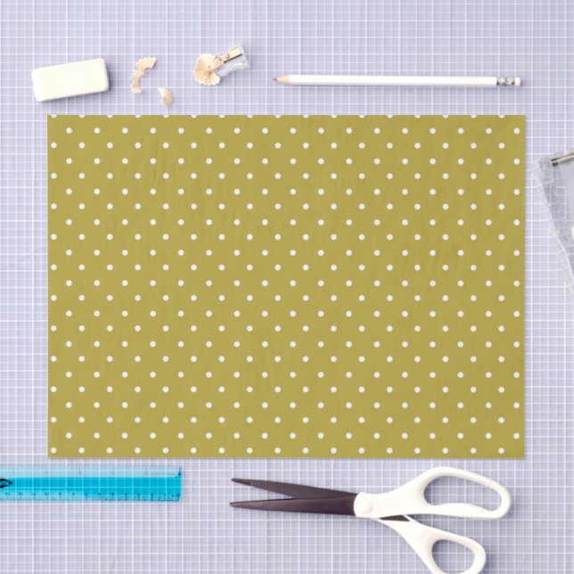  Mustard yellow white polka dots pattern  Tissue Paper (Craft)