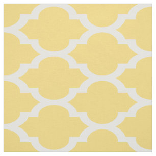 Mustard Yellow, Wht Moroccan Quatrefoil Pattern #4 Fabric