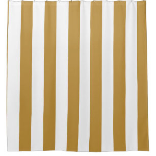 Mustard Yellow Wide Vertical Cabana Stripe Shower Curtain