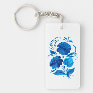 Muster aus Blumen Acryl Schlüsselanhänger Key Ring
