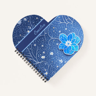 Muster blau weiß mit Blumen Notebook